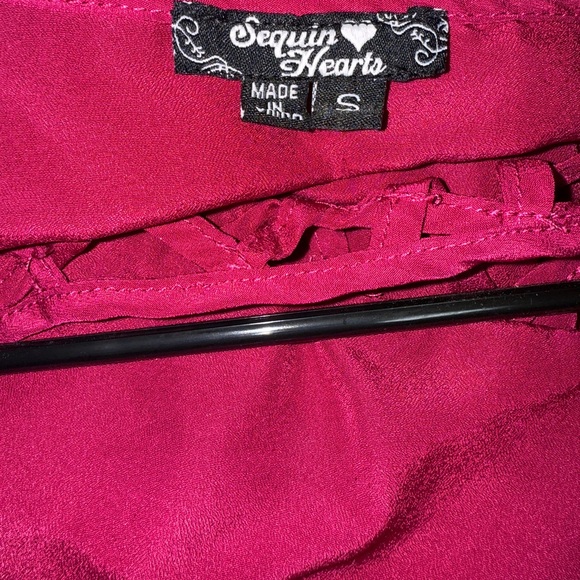 Sequin Hearts Fuchsia Long Sleeve Dress - Picture 2 of 4